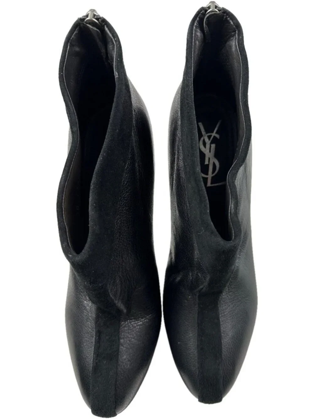 Yves Saint Laurent – YSL Rive Gauche Black Leather & Suede Easy Ankle Boots 7.5